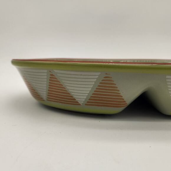 Himark Made In Portugal Moss‎ Green With Terracotta Rim 12" Divided Serving Dish - Picture 3 of 7